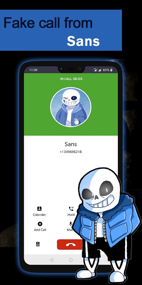 Fake call from Sans<span>(No ads)</span> screenshot image 10_funmod.online