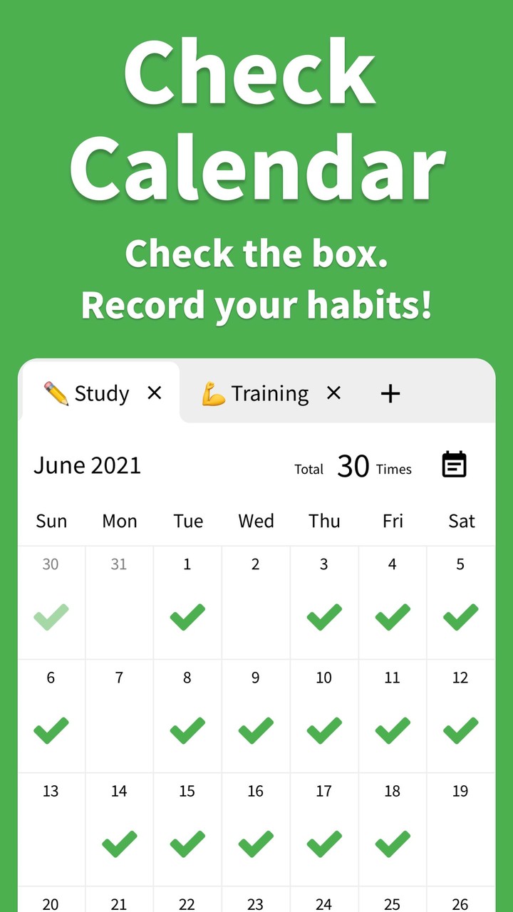 Check Calendar - Habit Making screenshot image 1_funmod.online