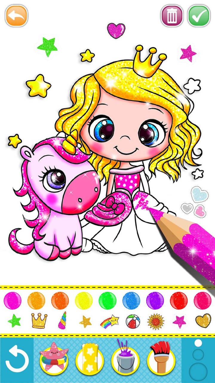 Glitter mermaid coloring pages for kids screenshot image 1_funmod.online