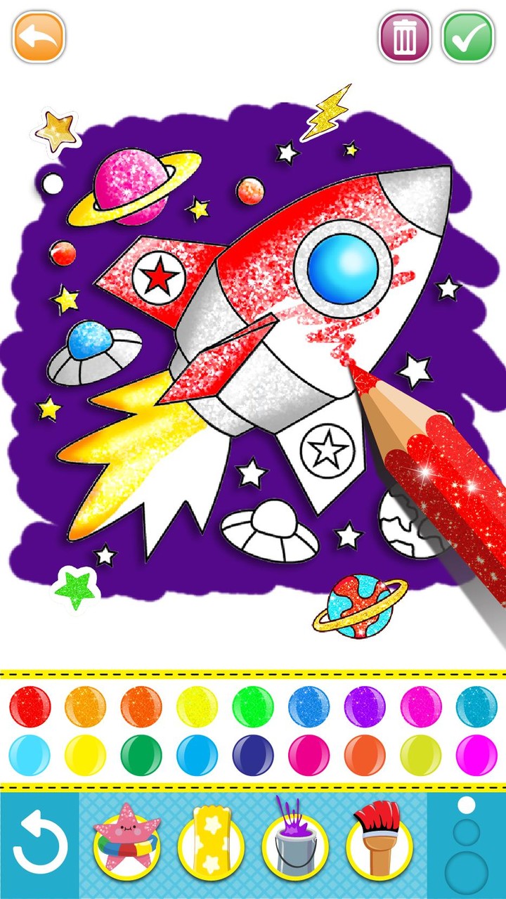 Glitter mermaid coloring pages for kids screenshot image 6_funmod.online