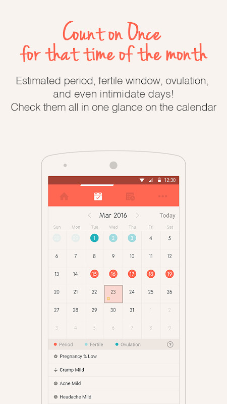 Once -A special period tracker screenshot image 3_funmod.online