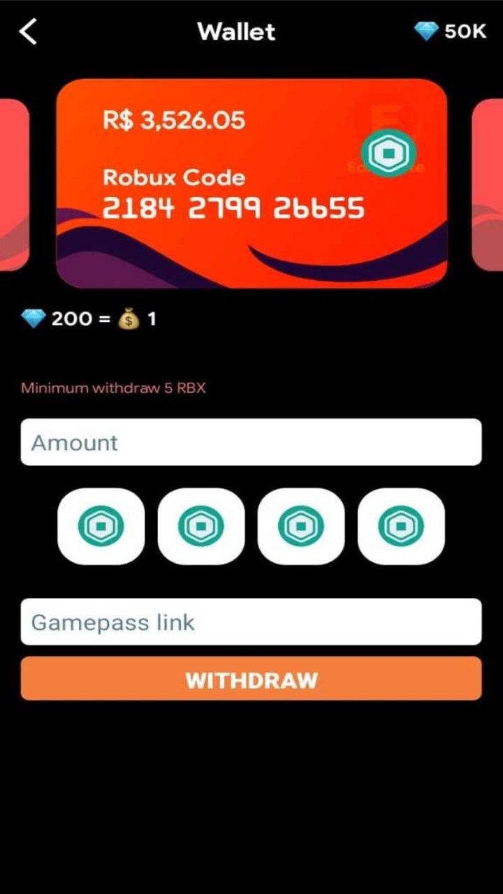 Robux Code screenshot image 24_funmod.online