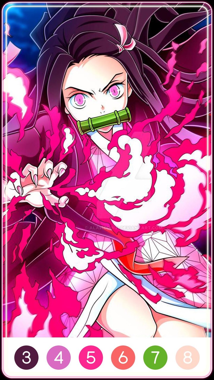 Demon Slayer Color by Number screenshot image 2_funmod.online