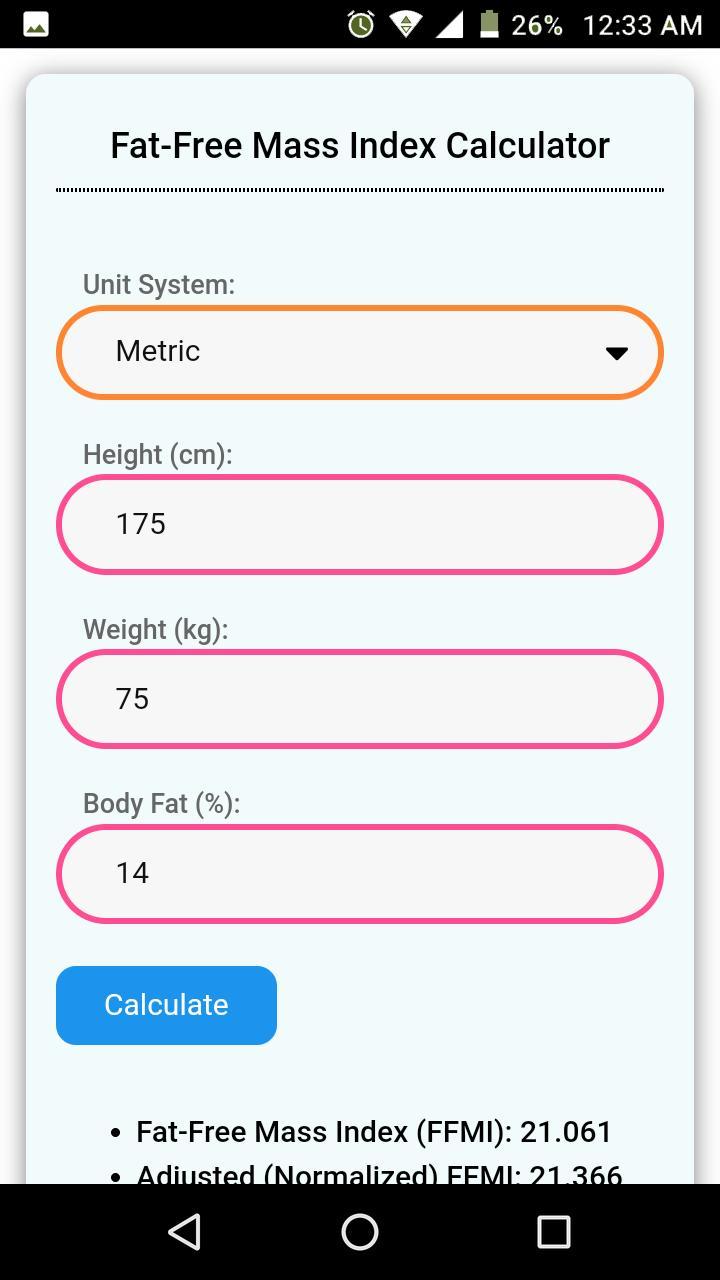 Fat-free Mass Index Calculator screenshot image 6_funmod.online