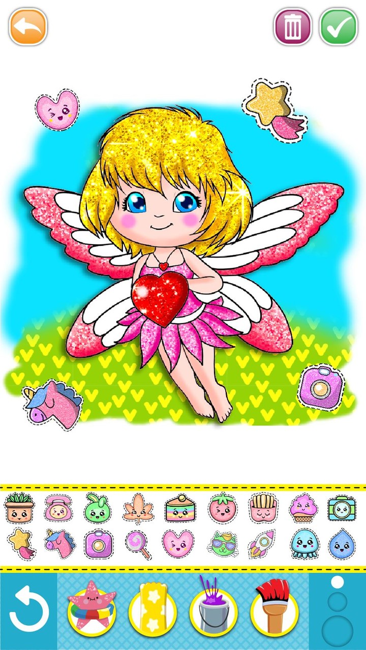 Glitter mermaid coloring pages for kids screenshot image 8_funmod.online