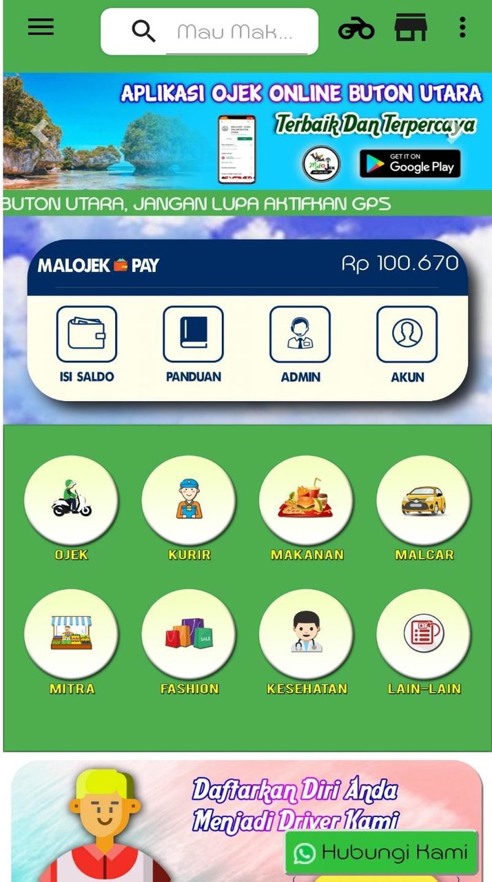 MALOJEK - OJEK ONLINE BUTON UTARA screenshot image 3_funmod.online