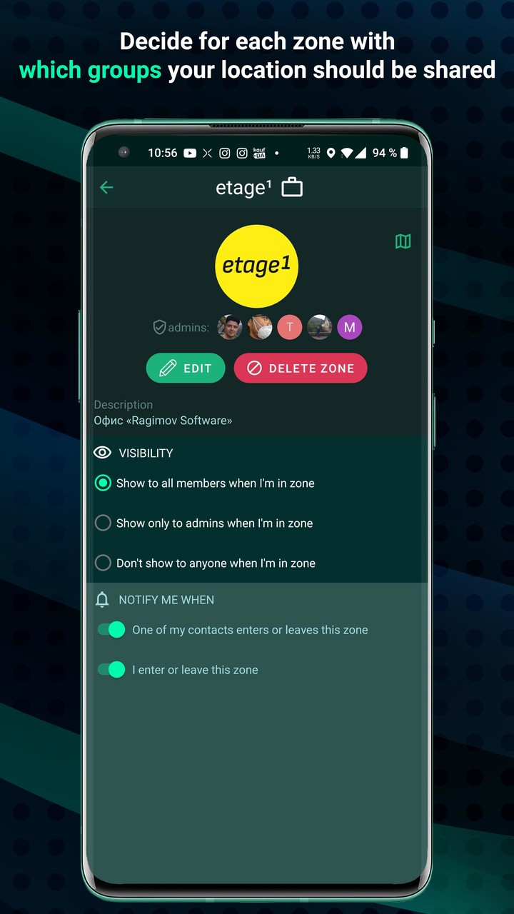 AT-ZONE. Geofence sharing screenshot image 8_funmod.online