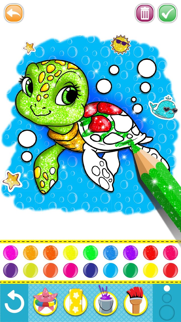 Glitter mermaid coloring pages for kids screenshot image 2_funmod.online